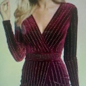 Elegant Burgundy Long Sleeve Dress